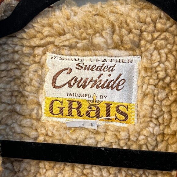 Vintage Grais 70s Sueded Shearling Style Western Leather Vest Small - Picture 7 of 15